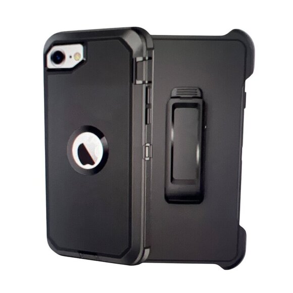 Otter Box Defender Black Case + Belt Clip Apple iPhone 7 8 SE 2nd Gen New USA